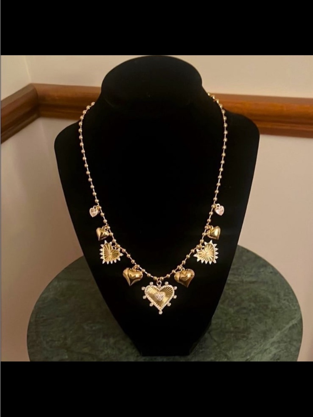 Gold Toned Heart Charm Necklace